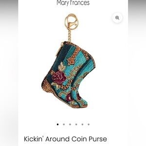 Mary Frances Teal and Gold Beaded Boot Purse
